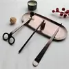 Herramienta para Vela de Aromaterapia Bronce Rojo Juego de 4 Piezas Mecha Portamechas Cortador de Velas Tapa Apagavelas Gancho de Campana Bandeja