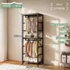 Guarda-roupa de metal estilo aberto, cabideiro de chão para quarto, cabide de roupas doméstico, unidade de prateleira para closet