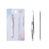 Set Combinado Nuevo de Pinza para Cejas y Aguja para Acné de Lamela, Pinzas para Cejas de Acero Inoxidable, Aguja para Acné de Doble Propósito, Pinza para Cejas al por Mayor