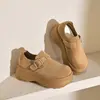 Sapatos Birkenstock de Couro Integral com Solado Grosso para Mulheres, Novo Estilo Primavera 2026, Cabedal Total em Couro Genuíno Casual Retro Mule Sapatos Femininos