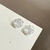 Brincos de argola da moda, versáteis e elegantes, luxo leve com toque de alta qualidade, clipes de orelha com zircônia sintética, brincos de pérola femininos, tarraxas para cuidado com o furo da orelha