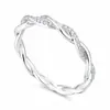 Anillo Wishi Europeo y Americano Nuevo Diamante Trenzado Anillo de Pareja Joyería de Moda Simple Anillo de Cola para Mujer Diamante