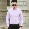 Camisa de Color Sólido para Hombre de Manga Larga Ajustada para Primavera y Otoño, Camisa de Manga Corta de Negocios de Moda Estilo Coreano para Hombre, Versátil y Elegante