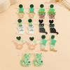 Calle Verde Transfronteriza Europea y Americana. Aretes del Día de San Patricio para Mujer Aretes de Tuerca con Personalidad de Gato Perro para Festival Irlandés