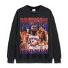 Camiseta Manga Curta Estampada Brunson JB Retro Americana Tendência Transfronteiriça Lavada Velha Manga Longa Solta Moletom com Capuz para Homens