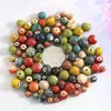 Cuentas redondas de cerámica con esmalte floral de Jingdezhen con agujeros grandes, accesorios de joyería vintage, materiales para ensartar para collares hechos a mano, cuentas sueltas de lunares