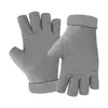 Guantes Derong de Invierno sin Dedos para Conducir y Oficina, Ajustados a la Muñeca de Color Sólido con Dedos Medios de Terciopelo Cálidos