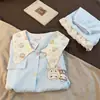 Nuevo Estilo de Verano Pijama Azul de Rilakkuma para Mujer, Conjunto de Dos Piezas Delgado de Manga Corta y Shorts de Verano que se Puede Usar Afuera como Ropa de Casa