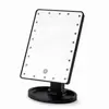Espejo de maquillaje de escritorio con almacenamiento y luz LED con sensor táctil 16/22 con luz Alimentación USB Espejo portátil giratorio 360