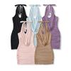 Vestido de Malla con Cuello con Cordones Spice Girls Deseo Puro para Mujer Diseño Pequeño Plisado Sexy Ajustado Falda de Cadera
