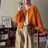Suéter Corto de Color Sólido Estilo Coreano Nuevo Abrigo de Otoño e Invierno para Mujer Cárdigan con Cremallera Holgado Adelgazante Suéter de Punto de Manga Larga