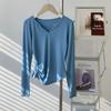 Talla Extra Grande Moda Ropa Suave para Danza Plisada de Manga Larga para Mujer Principios de Otoño Cintura Alta Ropa de Práctica de Danza Moderna Camisetas Tops de Moda