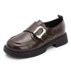 Mocassins de Couro Genuíno para Mulheres 2026 Bico Redondo Preto Estilo Chanel Sapatos Únicos Sapatos Pequenos de Couro Japonês Jk para Mulheres Primavera Novos Sapatos Femininos