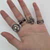 Anillo Abierto Plateado Apilado Retro Estilo Ins Punk Oscuro Elegante Industria Pesada Simple Estrella Anillo de Pareja