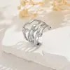 Joyería Femenina Transfronteriza Europea y Americana Anillo Retorcido Geométrico Todo-partido Alto Grado Diseño Irregular Anillo Abierto para Dedo