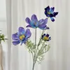Ornamento de flor de cosmos artificial de 4 cabeças, fresco e simples, para decoração de casa, flor artificial para arranjo de casamento e adereços de fotografia