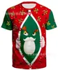 Santa Claus comercio exterior manga corta Navidad nuevo cuello redondo europeo y americano amantes camiseta impresión digital 3D