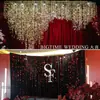 Cortinas de Fio Penduradas com Moldura de Fundo Dourada e Prateada, Adereços de Casamento, Cortinas de Porta Peroladas, Decorações de Teto para Casamento, Cortinas Coloridas de Fio com Lantejoulas e Contas