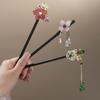 Horquilla de pétalos de Jade Hetian imitación antigua con borla, horquilla escalonada para el cabello, imitación Ébano, traje antiguo, ropa china, accesorios para el cabello