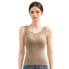 Nova roupa íntima térmica feminina, forrada com fleece e espessa, colete de veludo alemão com bojos, à prova de frio para outono e inverno, autocalor