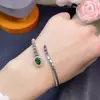 ¡Nueva Llegada! Pulsera de Diópsido Natural Plata 925 Chapada en Oro Blanco Tamaño de la Piedra Principal 5*7mm