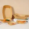 Caja con Forma de Barco de Papel Kraft, Grado Alimenticio, Bandeja Abierta sin Doblar, Plato para Barbacoa, Caja para Llevar de Papas Fritas, Nuggets de Pollo, Salchicha a la Parrilla