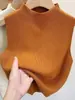 Roupa de Exterior Meia-Gola Sem Manga Malha Camisola Camisa Camiseta Camisa de Camada Interna Outono Inverno Feminina