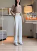 Pantalones de pierna ancha para maternidad con soporte cruzado y rayas verticales, pantalones largos fluidos que no aprietan el vientre, adecuados para otoño e invierno, pantalones rectos adelgazantes para futuras madres