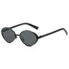 Óculos de Sol Retrô de Metal Oval Olho de Gato Moda 2025 Nova Moda Estilo Ins Pesca Anti-reflexo Óculos de Sol