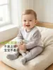 Conjunto de ropa de otoño e invierno para bebés niños y niñas, conjunto de dos piezas de ropa de casa de cintura alta que protege la barriga, ropa interior para bebés