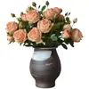 Flor artificial de tela de seda de alta calidad con flor artificial yang decoración del hogar flor falsa boda color primavera cuatro horquillas multi-cabeza rosa Xuan Ya