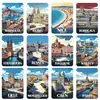 Ímãs de geladeira com ilustração das cidades francesas Paris, Nice e Marselha, arquitetura estilo europeu, souvenirs turísticos culturais e criativos, adesivos magnéticos, presentes