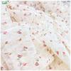 Francés Dulce Primavera Verano Burbuja Arruga Rosa Estampado Organza Hilo Destaca Vestido Top Tela de Ropa