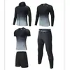 Conjunto de Roupas Fitness de Cinco Peças para Primavera e Outono de 2024 Masculino Infantil Secagem Rápida Roupa de Corrida Tights Jaqueta com Capuz