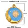 Colgante de Sol Estrella Pintado Transfronterizo DIY de Acero Inoxidable para Mujer Collar de Flor de Jardín Colgante de Joyería de Acero de Titanio