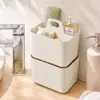 Caixa de armazenamento compartimentada portátil para cosméticos de mesa, itens diversos, controles remotos, uso doméstico em banheiro e sala de estar, cesta de armazenamento