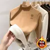 Ropa interior térmica para niñas, con forro polar, engrosada, cuello semi-alto, manga larga, para niños, nuevo, para bebés y niños pequeños, top térmico integrado de polar