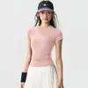 Nuevo Conjunto de Verano para Mujer de Manga Corta para Fitness, Delgado, Alta Elasticidad, Secado Rápido, Traje de Entrenamiento de Pilates, Camiseta de Yoga, Top Deportivo