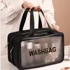 Bolsa de Aseo Cosmética Nueva Estilo Doble Capa Escarchada Impermeable Separación Seco y Húmedo Bolsa Portátil para Artículos de Tocador