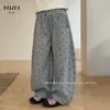 Calça de moletom de inverno YOJIA para meninas 2026 nova calça longa casual estilosa para meninas pequenas, com forro de fleece e espessada