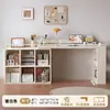 Escritorio de Madera Maciza Mesa de Estudio para Estudiantes en Casa Estantería Integrada Mesa Larga para Sala de Estar Banco de Trabajo Escritorio de Computadora Retráctil