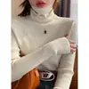 Camiseta Térmica de Punto para Mujer 2026 Nuevo Otoño/Invierno Ropa Interior de Cuello Alto Ajustado Suéter Cuello de Tortuga Color Mallard Prenda Superior