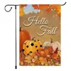 Bandera de Jardín de Acción de Gracias Transfronteriza Nueva Decoración de Otoño para Patio Bandera de Lino con Estampado de Calabaza y Hoja de Arce Bandera de Doble Cara