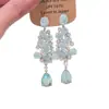 Pendientes Super Brillantes Azules de Gota de Agua Ovalados de Estrella de Circonita para Mujer, Modernos, Lujosos y de Gama Alta para Vestido de Noche, Brillantes