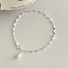 Pulseira feminina de prata esterlina 925 com corrente flash de pérola natural, prata brilhante, doce, pequena, fresca, temperamental, 3333G