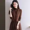 Conjunto de dos piezas de chaleco de punto para mujer, nueva moda de primavera, adecuado para combinar con faldas, chaleco de estilo corto
