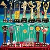 Trofeos de cristal hechos a medida para competiciones de bádminton, premios y recuerdos personalizados para campeones de eventos deportivos individuales y de dobles