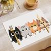 Ins Simples Desenho de Gato Lugar Americano Transfronteiriço Restaurante Infantil Lugar Americano Decorativo Decoração de Feriado Tapete Isolante Pode Ser Atacado