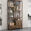 Gabinete de Múltiples Tesoros Estilo Chino de Madera Maciza Gabinete de Té Estante de Almacenamiento Divisor de Olmo Adorno Gabinete de Té de Oficina Vitrina