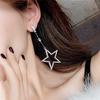 B428 Joias estilo coreano estrela de cinco pontas strass moda longo temperamento brincos de estrela pingente brincos exagerados brincos